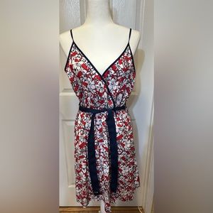 Vineyard Vines Dress Red White Knee Length Spaghetti Strap Nautical Size Large